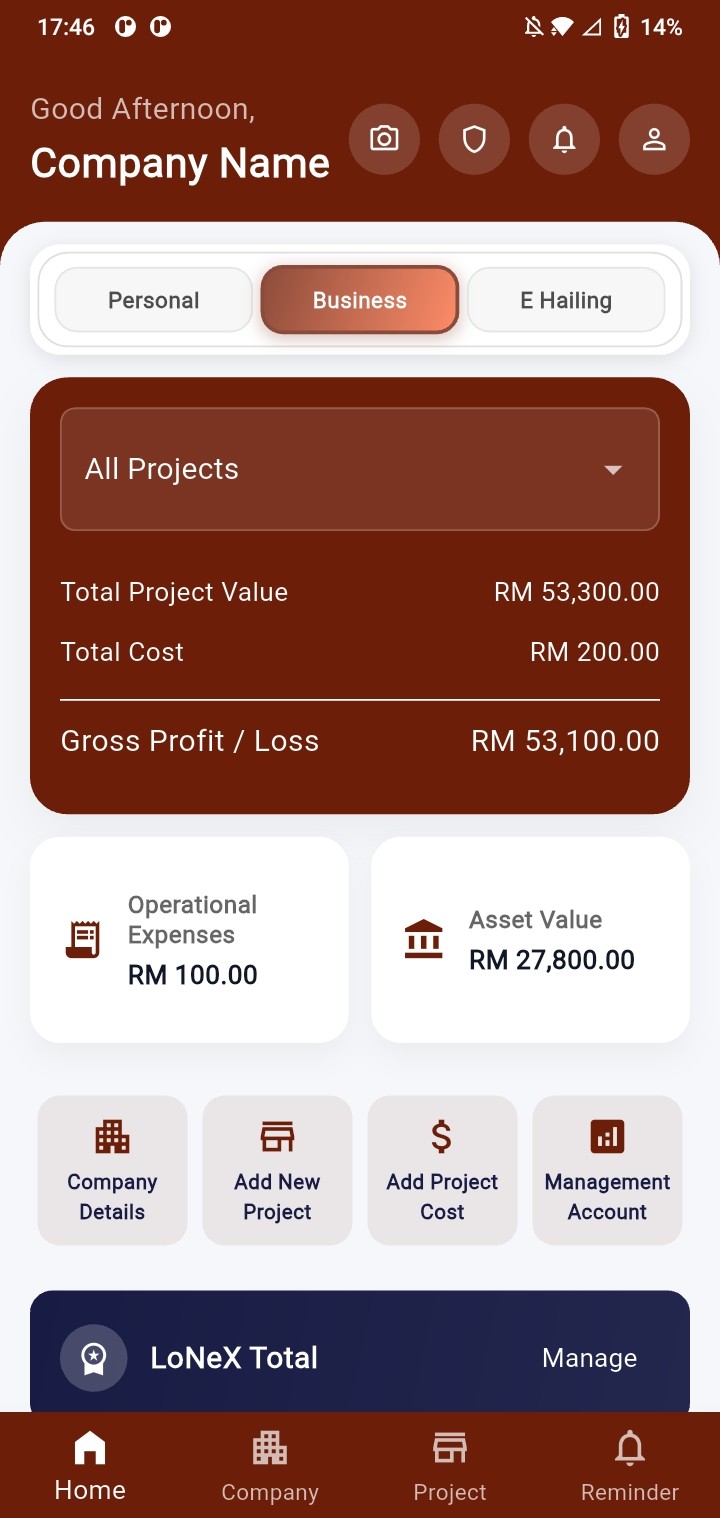 LoNeX Business Mode interface