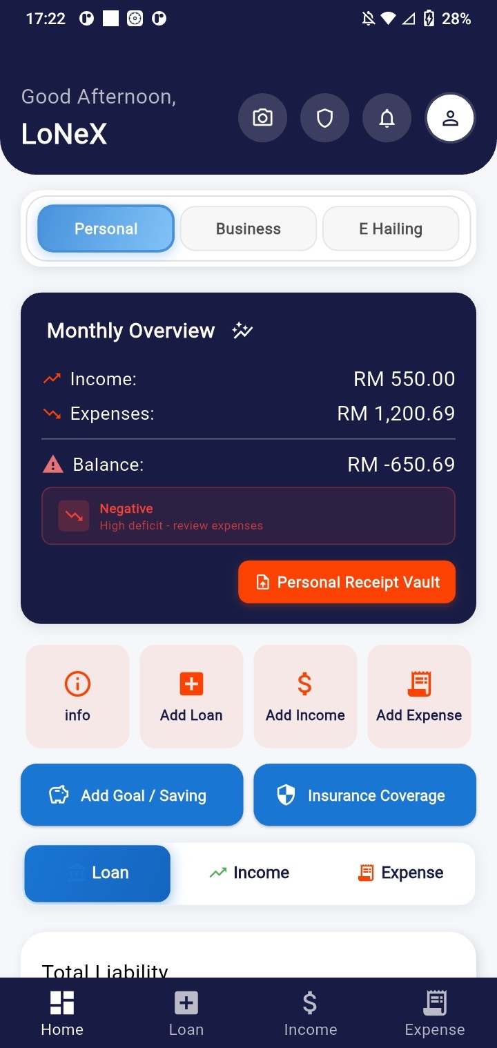 LoNeX Personal Mode interface
